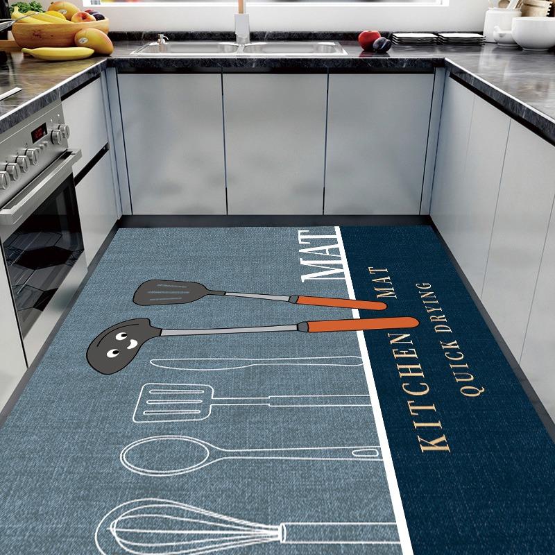 Dywan kuchenny z PVC, antypoślizgowy, olejoodporny, wodoodporny, duży dywan ze skóry, wzór kwiatowy, zmywalny, łatwy do czyszczenia