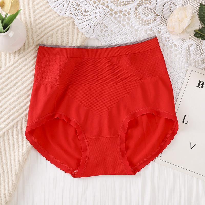 Women's Spring and Summer Nude Skin Friendly Soft Breathable Light Plastic Belly High Waist Triangle Briefs