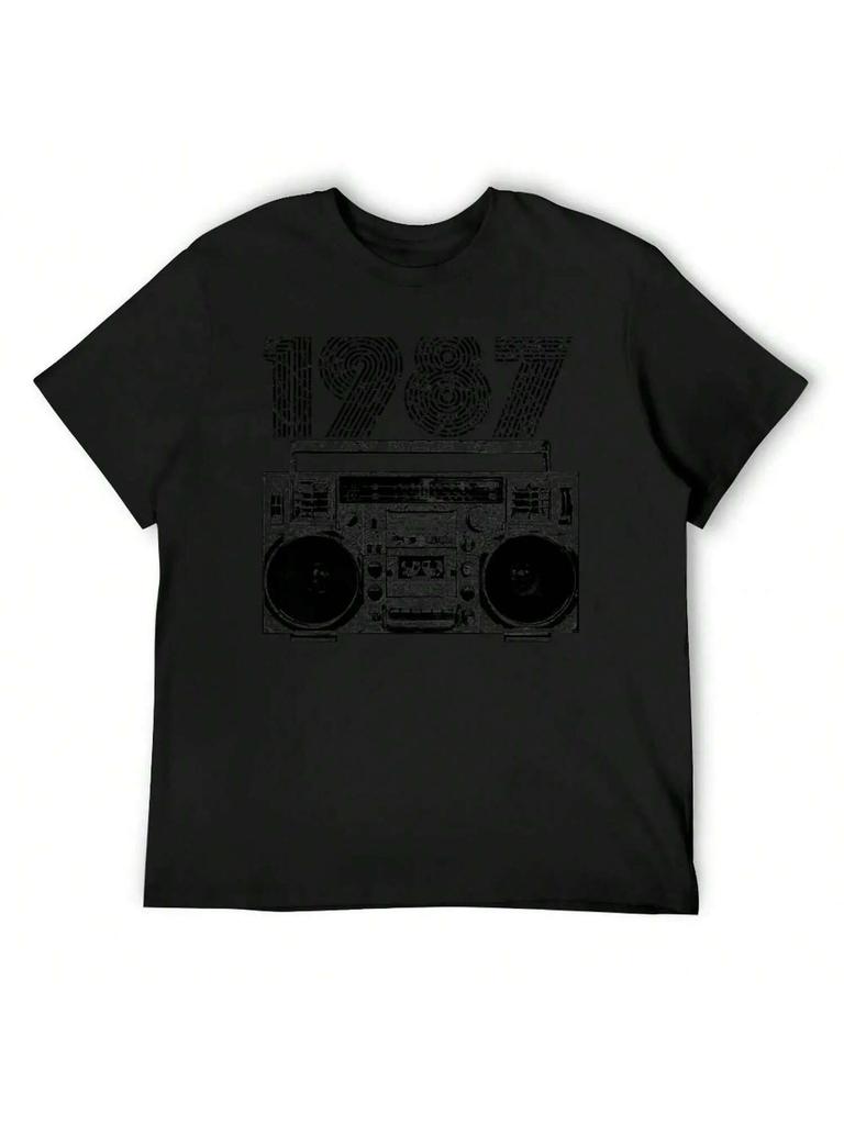 1987 Boombox T-Shirt Gifts For Boyfriend Plus Size Clothes Vintage Clothes Oversizeds Unisex T Shirts