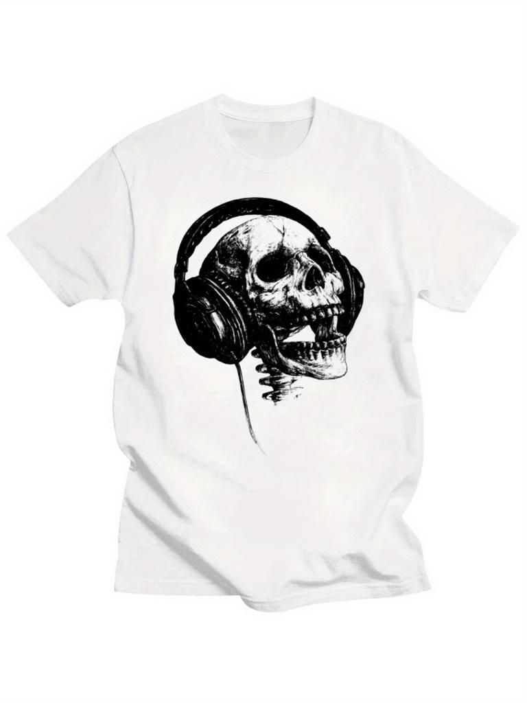 1PC Men'S T-Shirt Cheap Skull With Music Headset Rock Forever Tee Shirts Mens Made Anime Tshirt