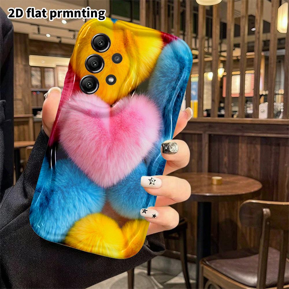 Phone Case: 2D flat, suitable for Samsung Galaxy A34 A35 M05 M06 S20 S22 S21 FE Plus 5G protective case, colorful hearts, perfect Christmas and Hallow