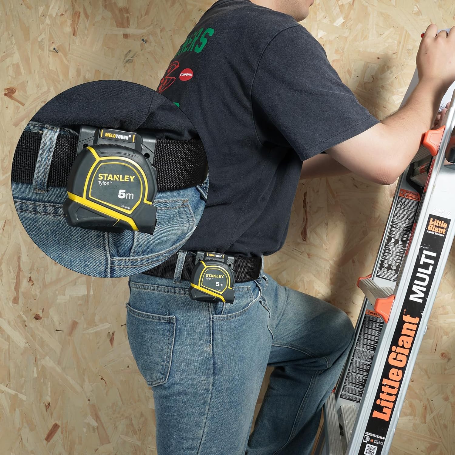 Держатель рулетки MELOTOUGH, Зажим для рулетки на ремень, Чехол для рулетки, Зажим для инструмента на ремень, Держатель измерительной рулетки для ремня(черный)