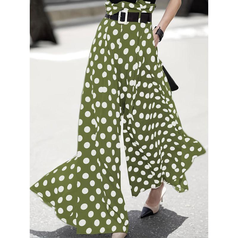 Wave Point High Waisted Loose Pants Women Polka-Dot High Waist Loose Waistband Pants