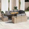 VidaXL Garden Furniture Set with Cushions 9 Pcs Beige Braided Resin 3327391