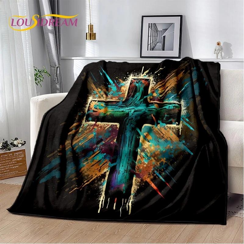 3D Pray Holy Bible Cross Jesus Soft Flannel Blanket for Bed Bedroom Sofa Picnic,Throw Blanket for Cover Outdoor Leisure Nap Gift