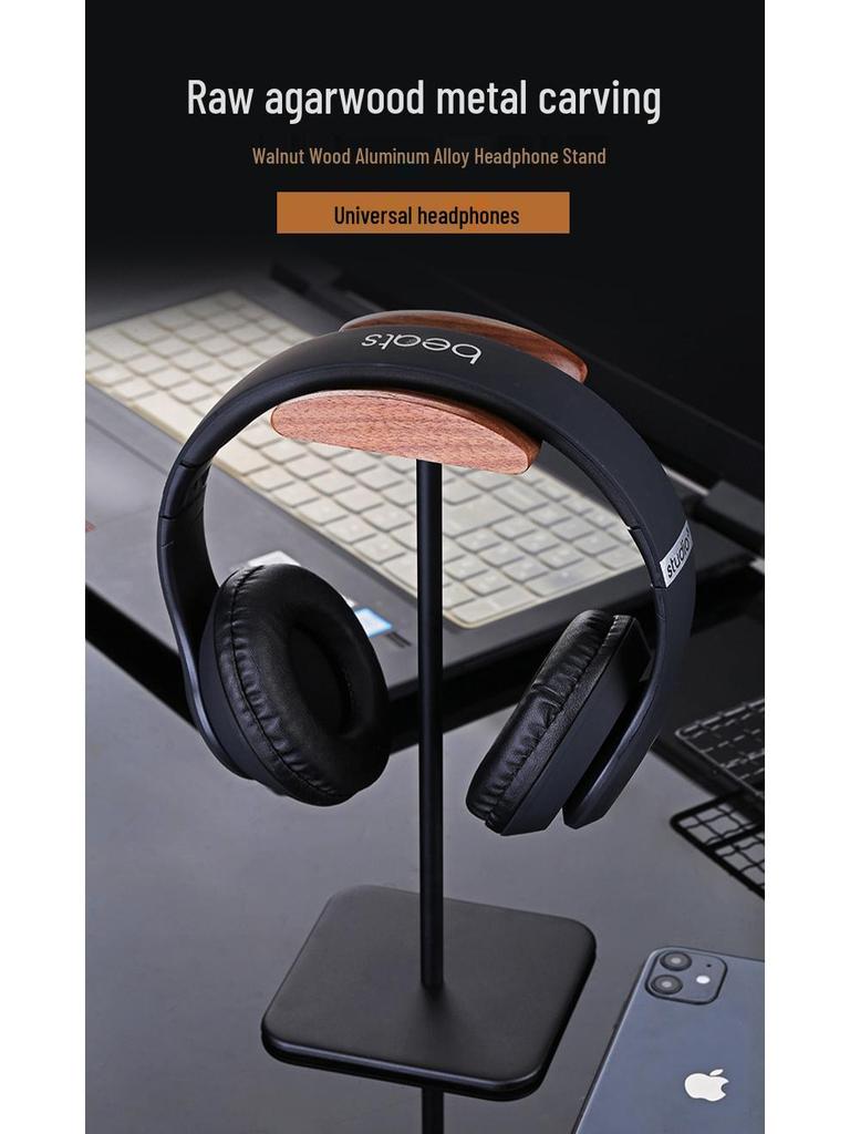 Walnut Wood & Aluminum Alloy Over-Ear Headphone Stand