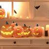 Halloween LED Kürbislaterne Dekoration Kürbislampe Kunststoff Kürbislichter Beleuchteter Kürbis für Halloween Innen-/Außendekorationen