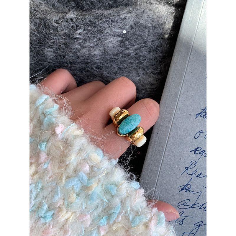 European and American Retro Tianhe Stone Ring for Women, High-End Light Luxury Niche Design, Elegant and Sophisticated Ring, 2026 New Model