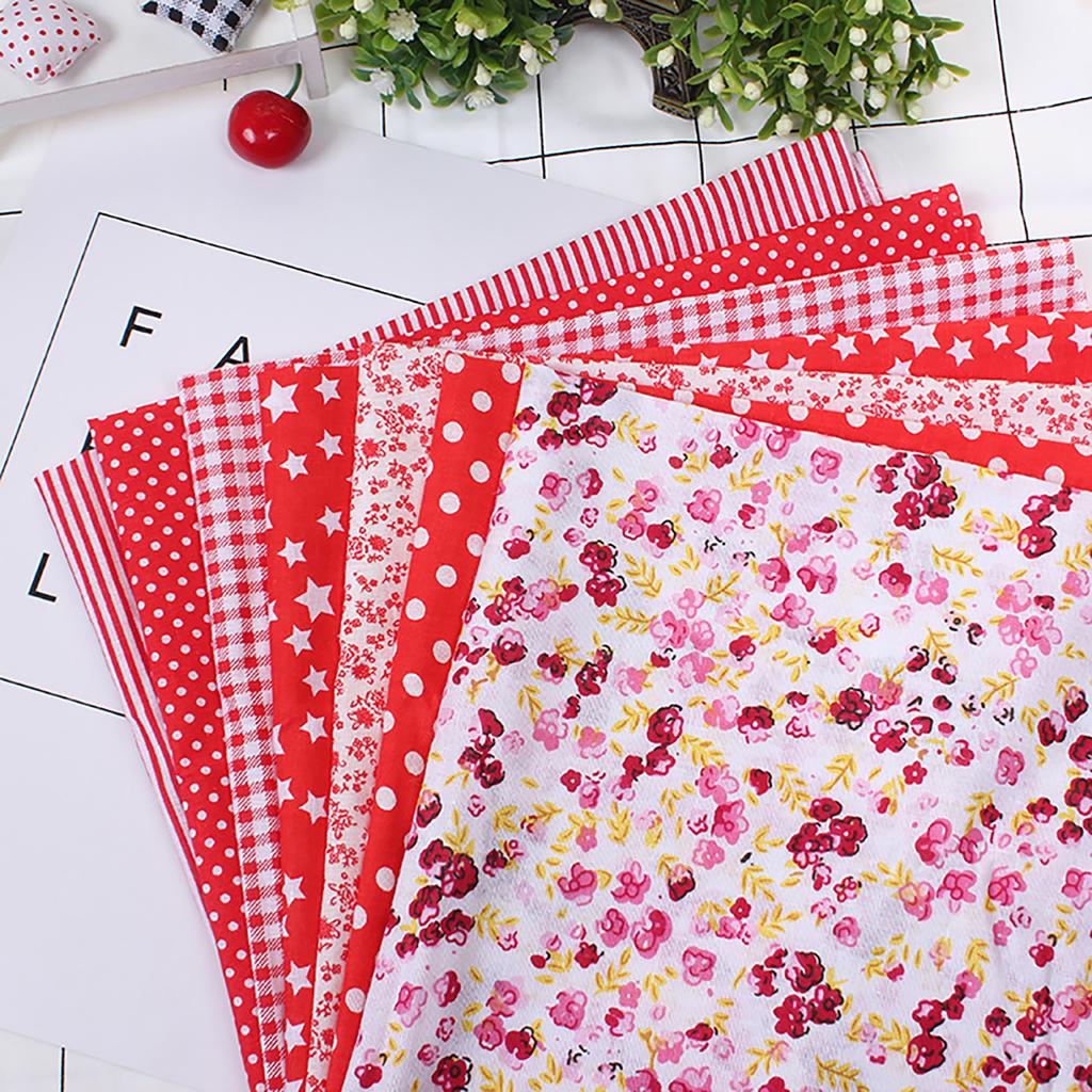 7Pcs 25x25cm Floral Patchwork Cotton Fabric Plain Cloth for DIY Sewing Quilting