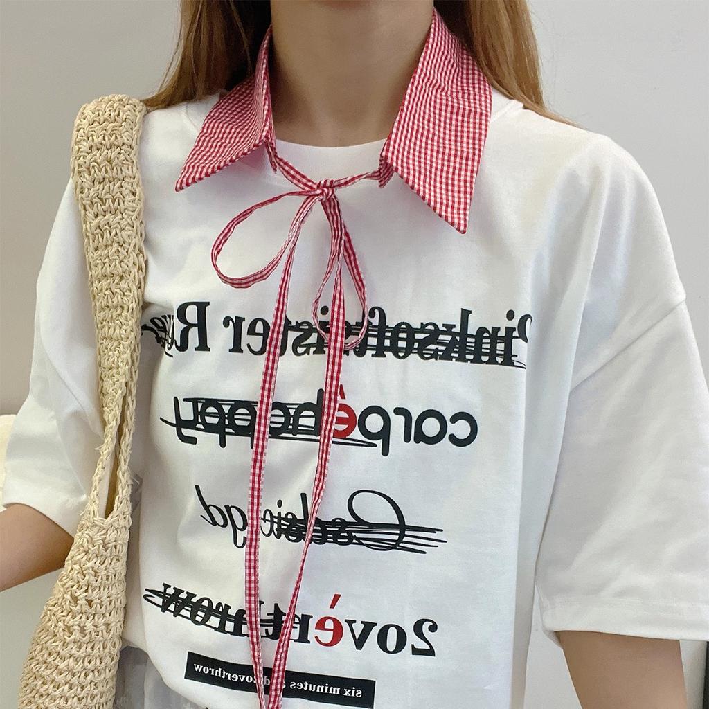 Plaid Fake Collar Women Detachable Collars For Women False Collar Lolita Lapel Tie Shawl Wrap Decoration