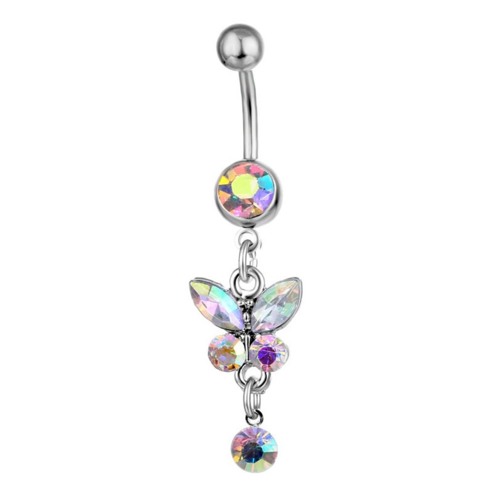 Stainless Steel Butterfly Pendants Belly Button Ring Colorful Body Piercing Jewelry Women