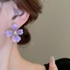 Simple oil drop flower petals imitation pearl silver needle French niche premium earrings 