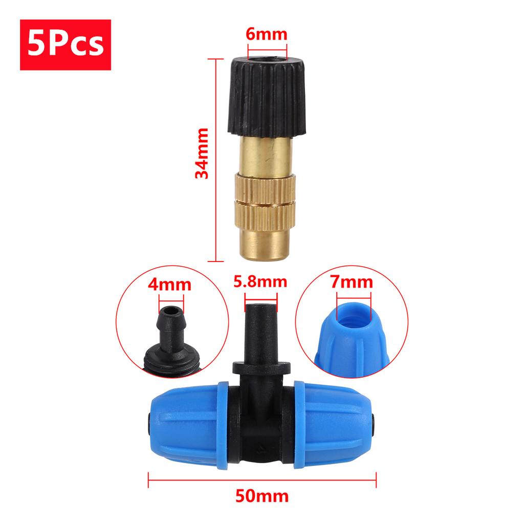 5/50Pcs 6mm Brass Mist Nozzle Kits 4/7mm 8/11mm Hose Garden Lawn Micro Irrigation Atomaiztion Cooling Dust Removal Sprayer Heads