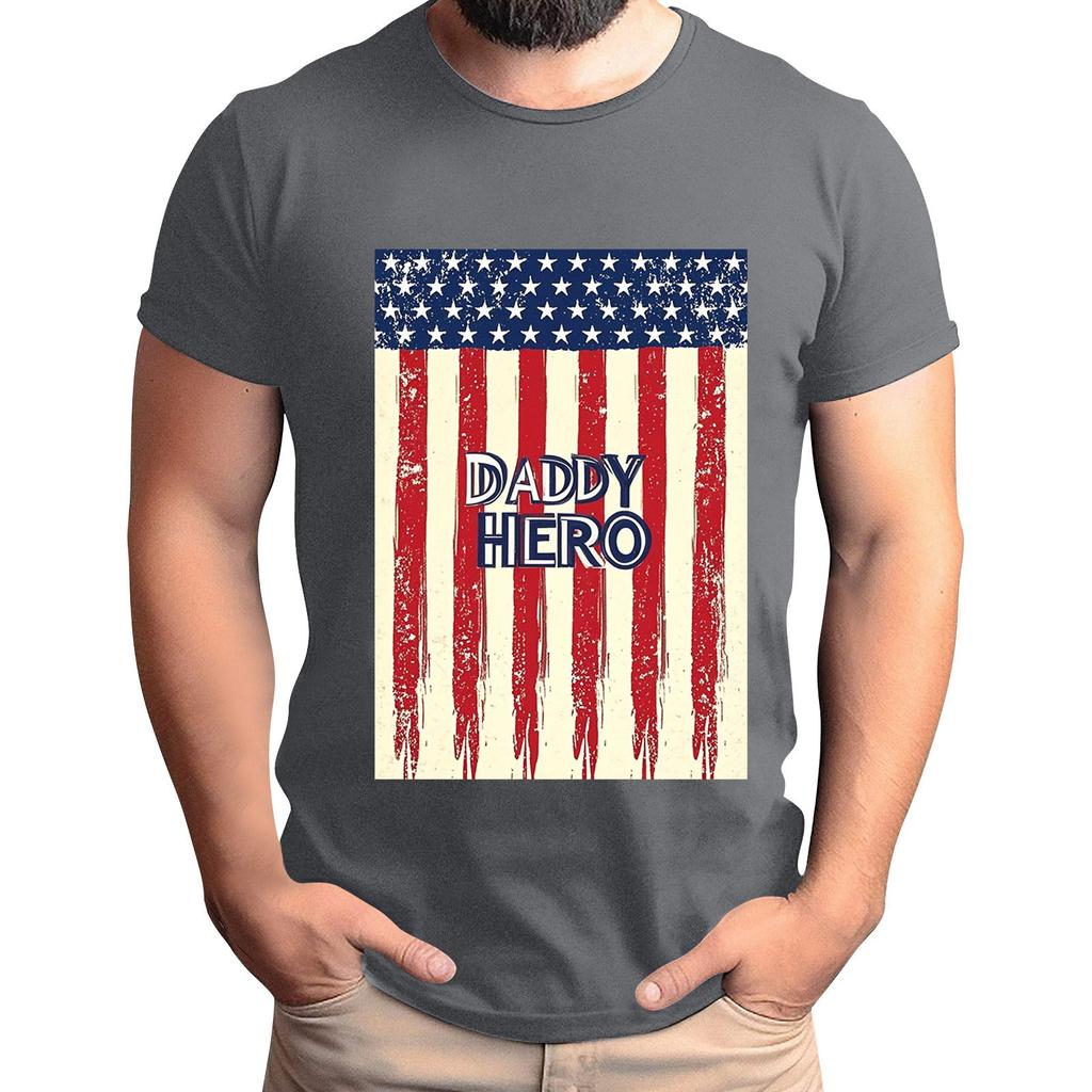 Men's Father's Day Flag Printed T-Shirt Men's Loose Casual Short Sleeve Top