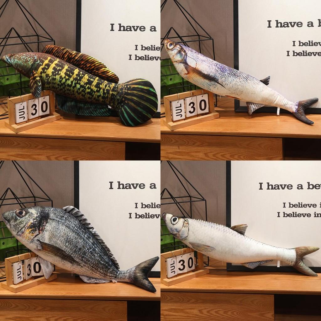 3d Esox Piranha Trout Fish Plush Toy Stuffed Doll Cartoon Decoration Gift Kids