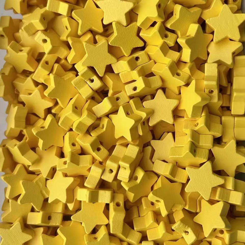 Cross-border Original 20MM Wood Star Beads for DIY Jewelry and Children's Crafts