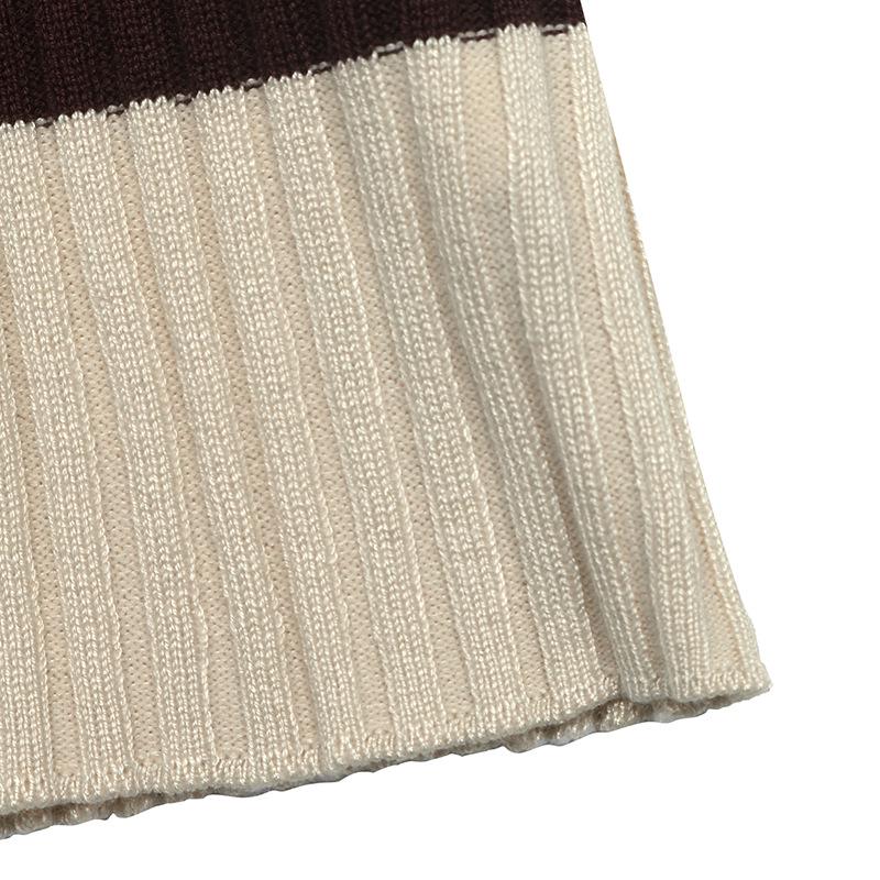 European AW 2026 Retro Knitwear: Women's Striped Lapel Slim Fit Sweater