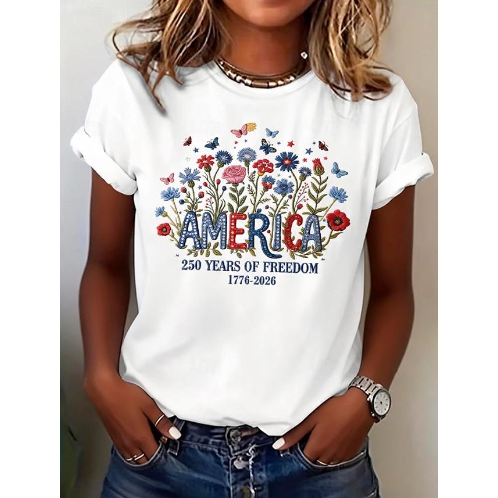 Fashion Women Retro Creative Flower Alphabet Print T Shirt Funny Casual O-neck Short Sleeves T-shirt Summer Female Tee Shirt