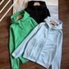 2026 Womens Casual Sports Hooded Zip Jacket Solid Color Breathable S-2XL