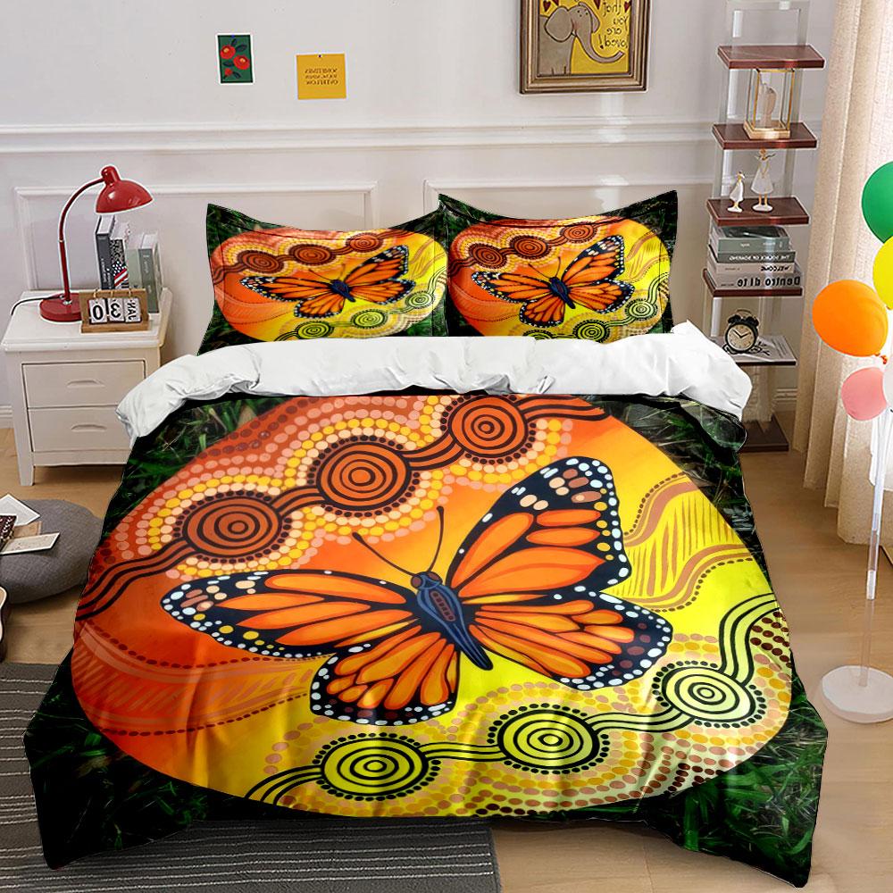 Butterfly Pattern Home Decor Set Soft Comfortable Duvet Cover Bedding Set Included 1*Duvet Cover & 2*Pillowcases, Gift