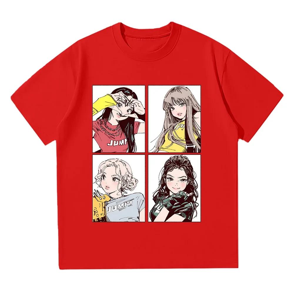 Kpop BP Jump 2025 Tees Pink Girls Band Clothing Anime Graphic T Shirts Fashion Harajuku Kawaii T-shirt Women's Y2K Clothing