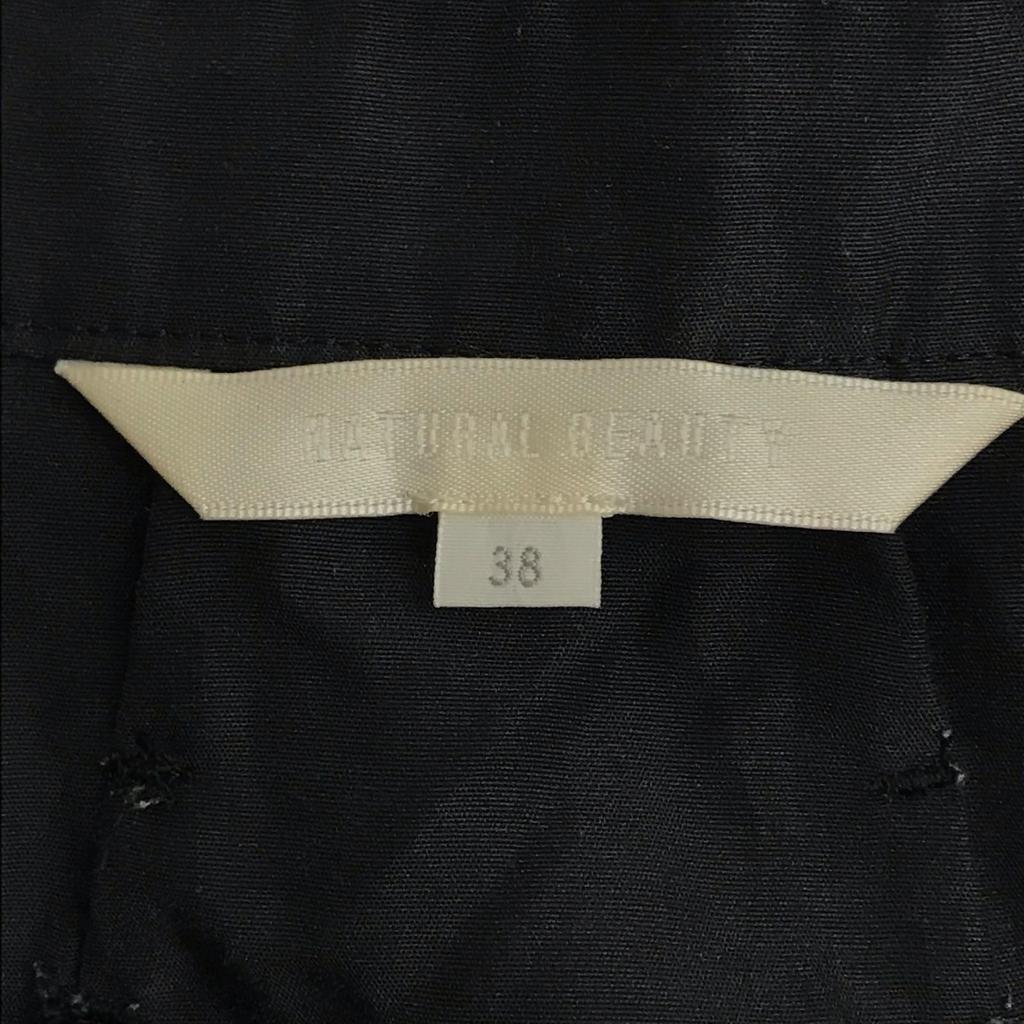 Made In Japan NATURAL BEAUTY Short Sleeve Button Dress 38 M Women Knee-Length Black(USED)