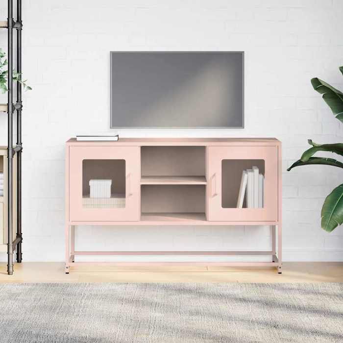 VidaXL TV Stand Pink 100.5x39x60.5 Cm Steel, TV Stand, TV Sideboard, Multimedia Cabinet, TV Bench, Hi-fi Cabinet, Center 853381