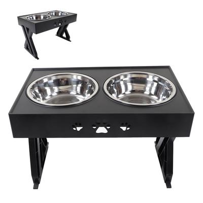 Elevated Dog Bowls Prevent Slip 3 Heights   Raised Dog Bowl with 2 Stainless Steel Dog Food Bowls