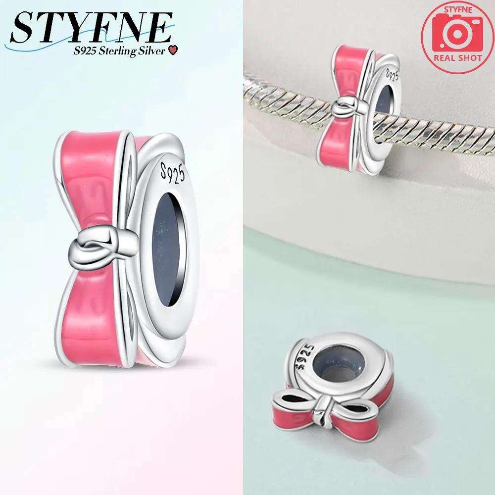 Charms Copper Colorful Zircon Stars Pink Bow Spacer Charms Beads Fit Original Bracelet Diy Women Jewelry Gifts