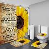4Pcs Shower Curtain Set with Non-Slip Bath Mat, Toilet Lid Cover, Contour Rug & 12 Hooks, Bathroom