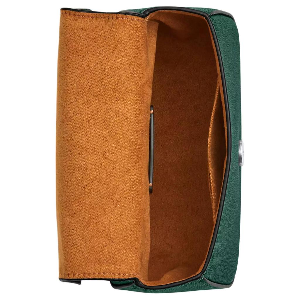 Coach Lysa 18 Metal Logo Detachable Shoulder Strap Crossgrain Leather Shoulder Tote Bag Small Women Handbags Emerald-Green CX575-SVDM9