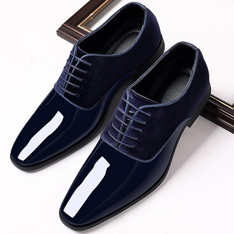 Fashion Grace Classic PU Patent Leather Shoes Men Casual Lace Up Formal Office Work Shoes Party Wedding Oxfords Business Shoes