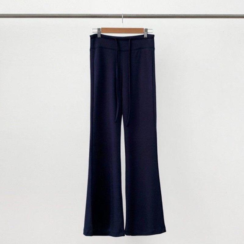 Korean Style Versatile Lace-up Micro-Flare Slimming Pants for Women One Size темно-синий