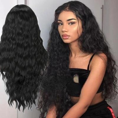 Women Long Wavy Black Red Wine Wig Without Bangs Synthetic Heat Resistant Fiber Wigs for Women