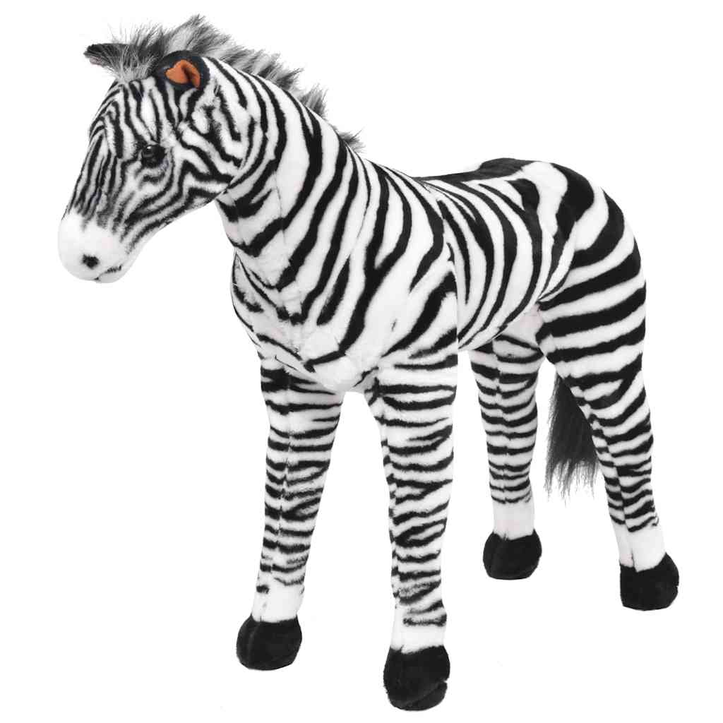 vidaXL Plüschtier Zebra Stehend Plüsch Schwarz und Weiß XXL schwarz