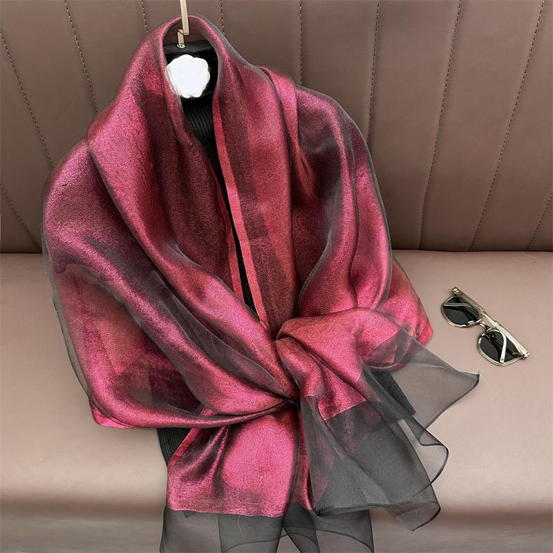 Silk Wool Scarf for Women Solid Scarves Shawls Wraps Pashmina Hijab Foulard Femme Beach Stoles Bandana Luxury Brand Poncho
