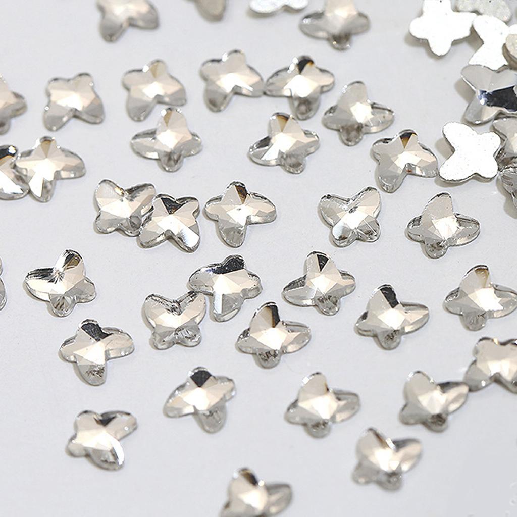 Shine Nail Rhinestones Butterfly Rhinestones Flat Back Nail Gems for Diy Jewelry Crafts Nail Art Decorations Supplies