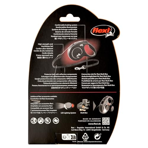 Flexi New Classic Cord Type Retractable Dog Lead for Small Dogs, Size S, 8m, Black, CL10C8, Retractable Dog Lead, Pet Lead [Parallel Import]