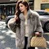 New imitation fox fur coat women's winter stand-up collar thin mink fur coat light