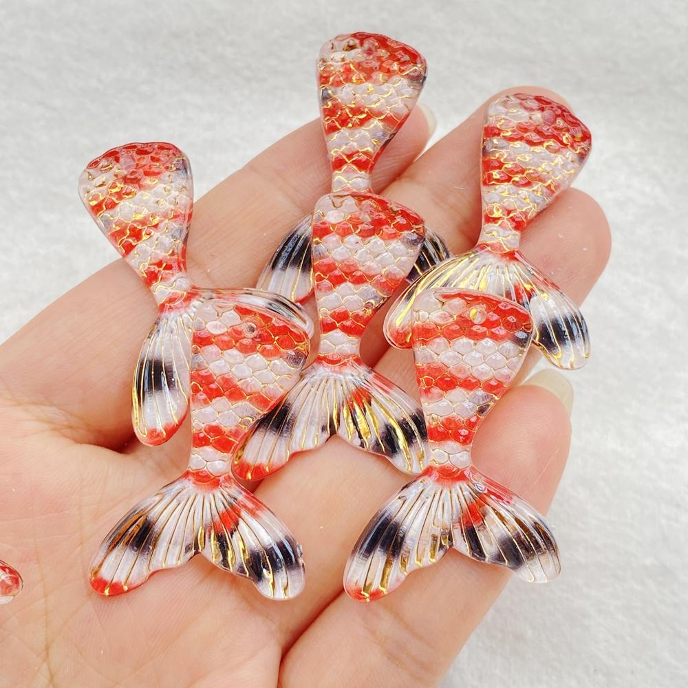 10 Stück Gemischte Glänzende Farbige Meerjungfrauenflosse Mit einem Loch für Scrapbooking, Hochzeitsdekoration & DIY Schmuckherstellung Zubehör