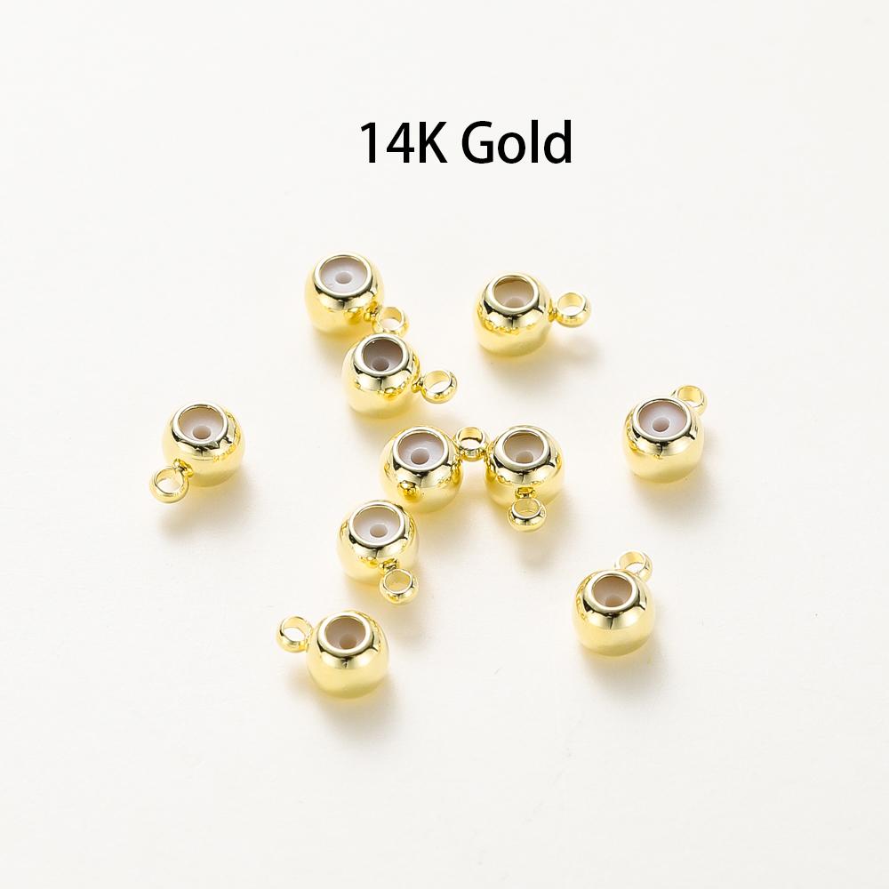10pcs 14K 18K Real Gold Plated Stopper Adjusting Bead With Ring Sillicone Fixed Bead For DIY Jewelry Necklace Bracelet Making