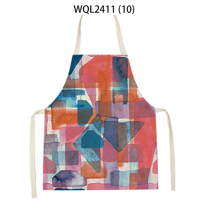 Geometry Stripe Triangles Pattern Kitchen Apron for Women Linen Bibs House Cleaning Pinafore Home Cooking Apron Accessories