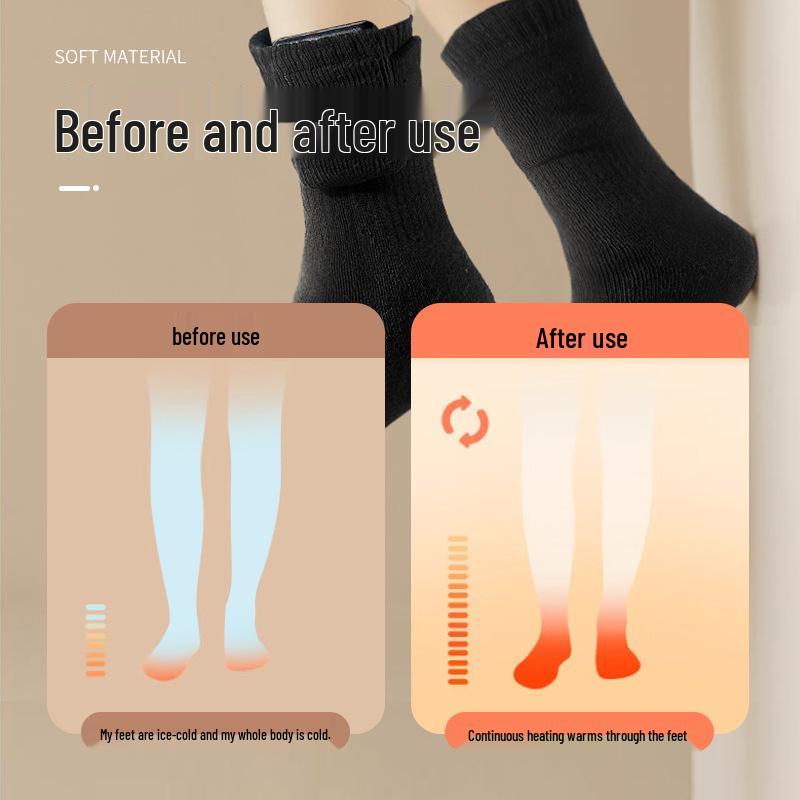 Electric Heated Winter Socks: Thick, Long Tube for Cold Protection & Outdoor Sports