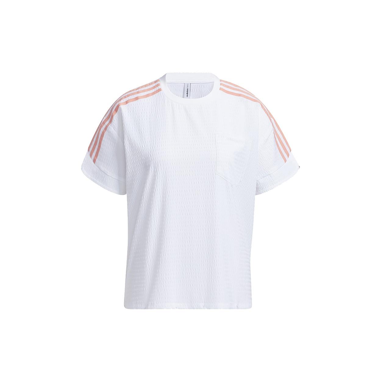 (WMNS) adidas neo Cs Jun Woven Tee Casual Sports Breathable Side Stripe Short Sleeve White Women s GP5461 L