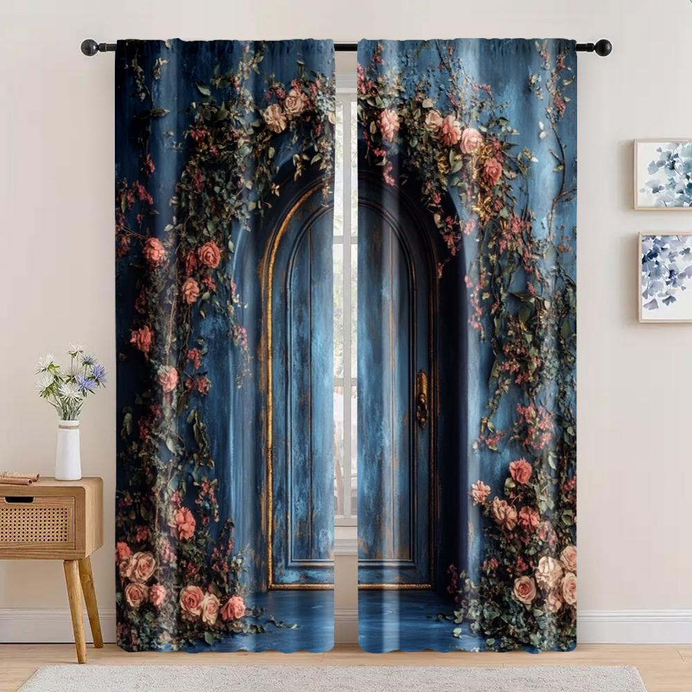 

2 шт., Синие тканевые шторы, Без электричества, Идеально подходят для классной комнаты, офиса, для вечеринки по случаю дня рождения 51x82in(130x210cm)