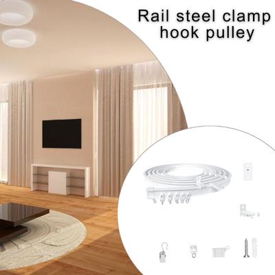 5 Meter Curtain Track Kits Flexible Designs with Quiet Rollers Metal Clip Set For Seamlessly Drapery Opening and Closing