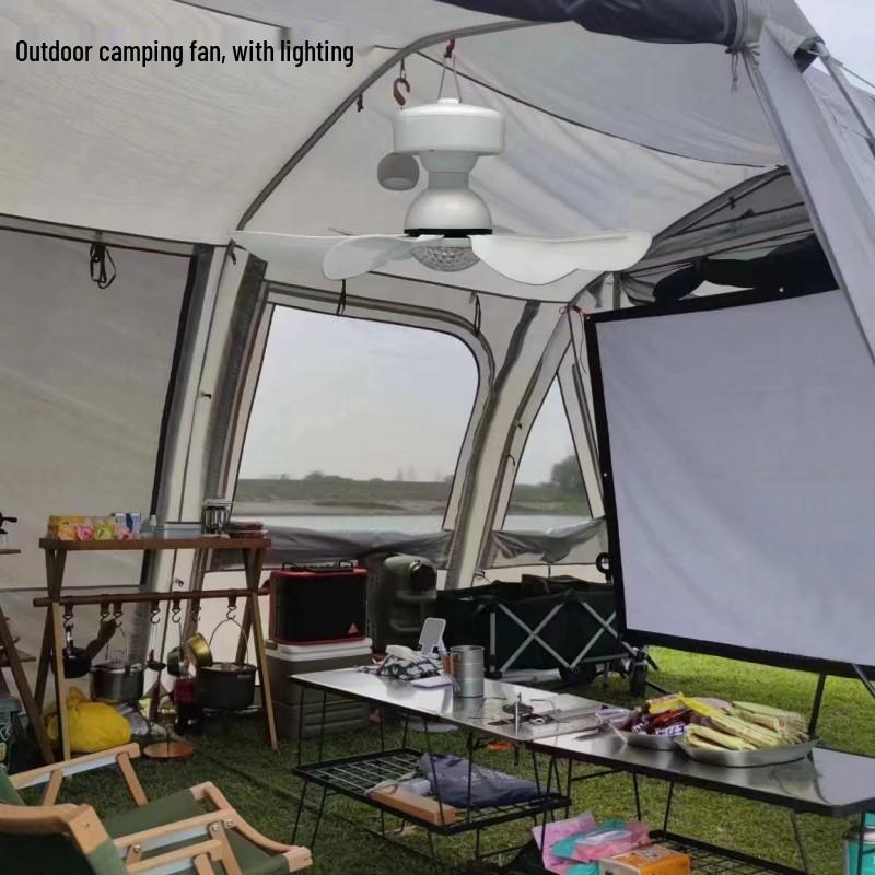 Solar-Powered Ceiling Fan with Light & Remote for Outdoor Camping