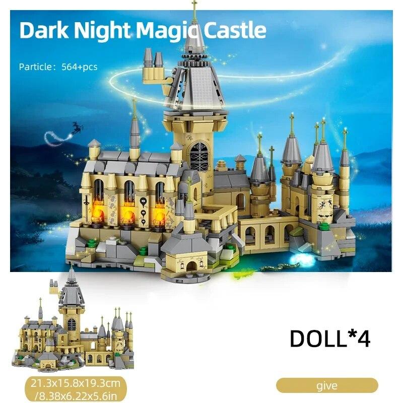 664PCS Dark Night Magic Castle Building Blocks City View Fairy Tale Castle Model Bricks Decoration Children's Christmas Gifts No Box