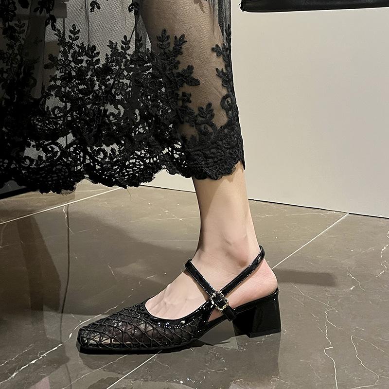 Retro Woven Bag Head Sandals Women's Outer Wear Word with Mary Jane Shoes Temperament Matching Skirt