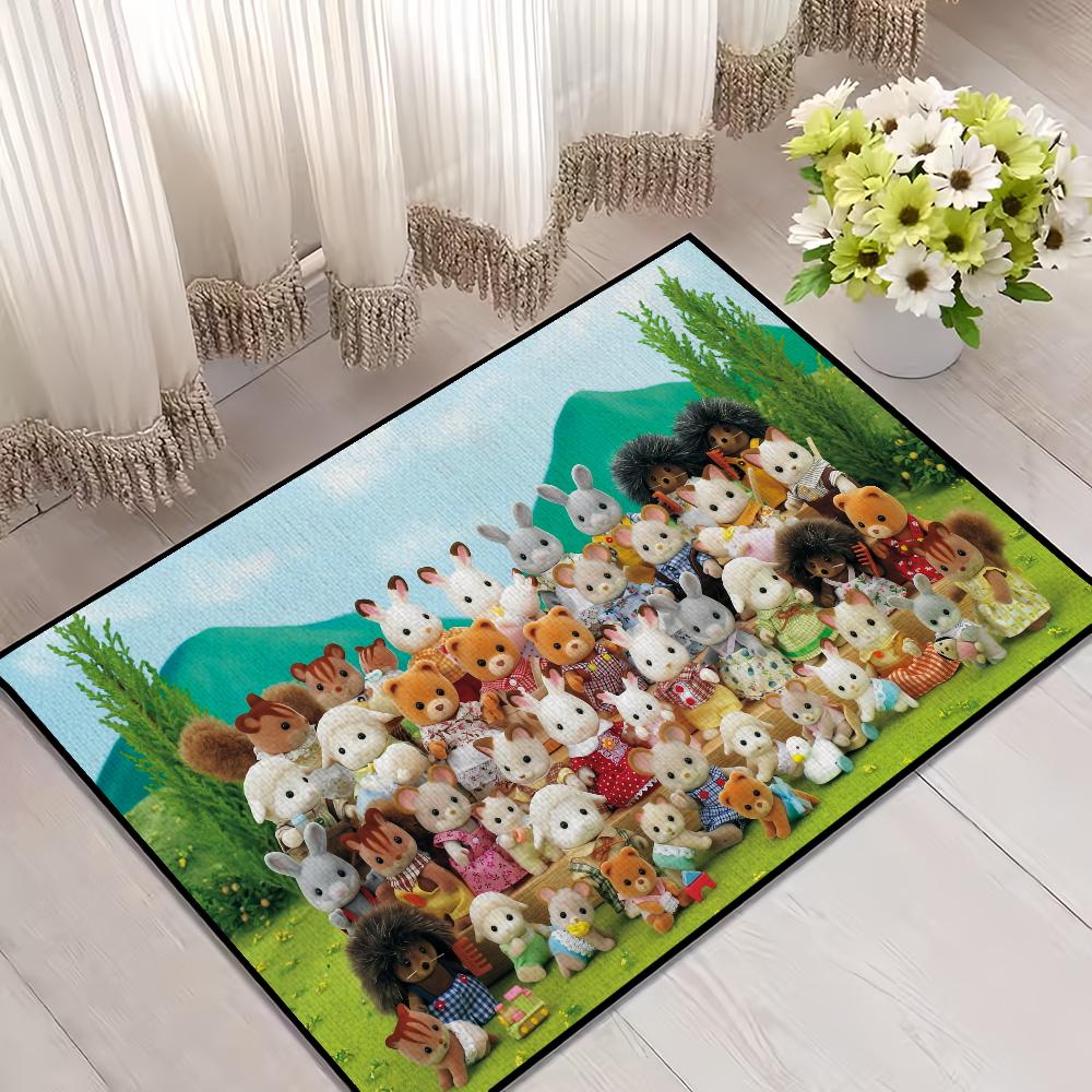 

S-Sylvanian Door Mat For F-Families Bedroom Decoration Kitchen Bath Carpet Cute Cartoon House Super Absorbent Rug Foot Non-slip SJR40x60CM